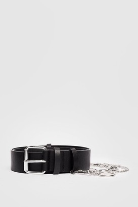Nasty Gal Womens Chain Faux Leather Drop Belt - Black - One Size