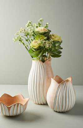 Anthropologie Medium Lotus Mango Wood Vase