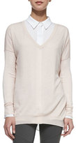 Thumbnail for your product : Vince Lightweight V-Neck Drop-Sleeve Sweater, Ballet