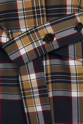 Rokh Belted Checked Twill And Mousseline Shirt