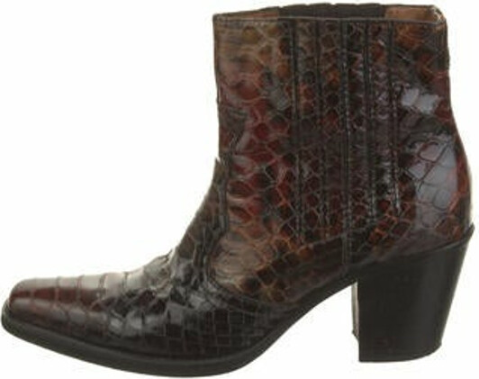 Ganni Leather Animal Print Western Boots - ShopStyle