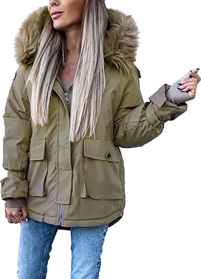 Gkojhj Women's Autumn and Winter Coats Plus Velvet Padded Short Lined Hood  Plus Size Winter Firm Long Sleeve Coat Light Grey Coat Women Fits  Comfortable Elegant Hoodie - ShopStyle