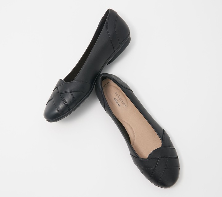 Clarks Collection Leather Woven Ballet Flats - Gracelin Mia - ShopStyle