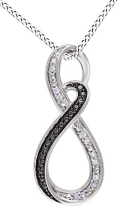 Jewel Zone US Natural Diamond Accent Beaded Infinity Pendant Necklace In 14K Gold Over Sterling Silver