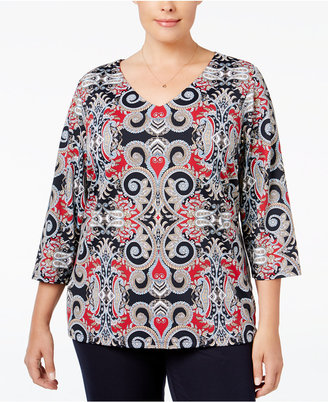 Charter Club Plus Size Paisley-Print Top, Only at Macy's