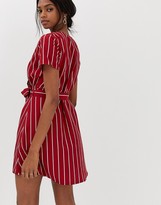 Thumbnail for your product : Vila stripe faux wrap dress