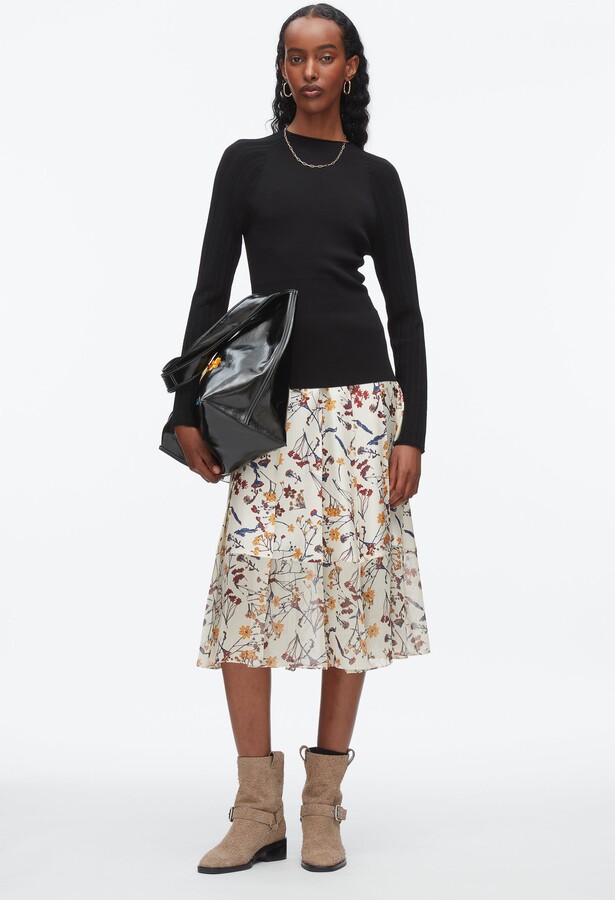 Compact Rib Mockneck Top in BLACK
