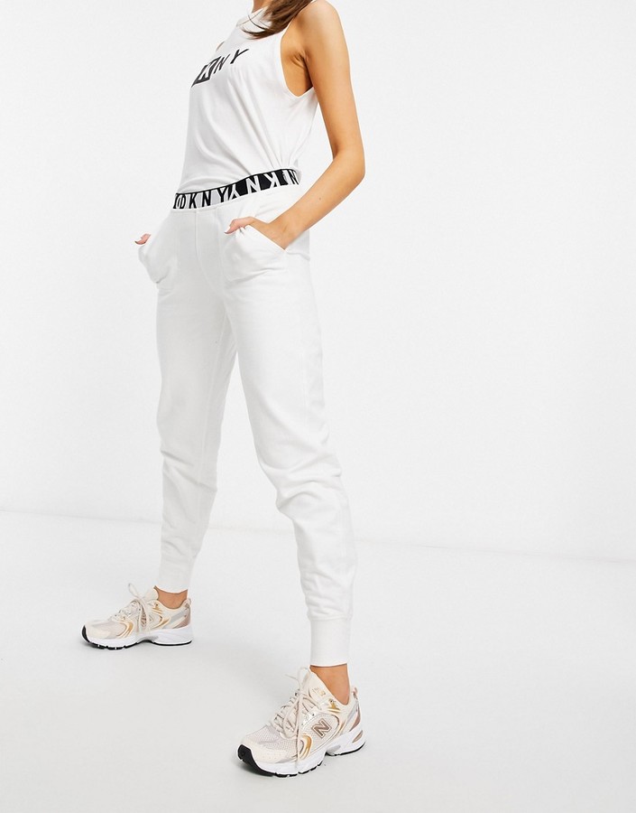 DKNY slim fit sweatpants in white - ShopStyle Activewear Pants