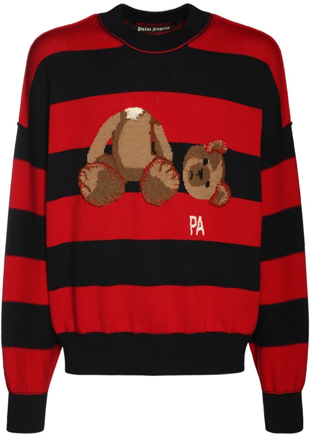 Luisaviaroma Men Clothing Sweaters Sweatshirts Striped Bear Wool Knit Sweater 