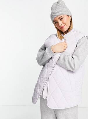 Monki polyester quilted vest in lilac - LILAC