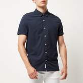 Thumbnail for your product : River Island Mens Navy seersucker short sleeve shirt