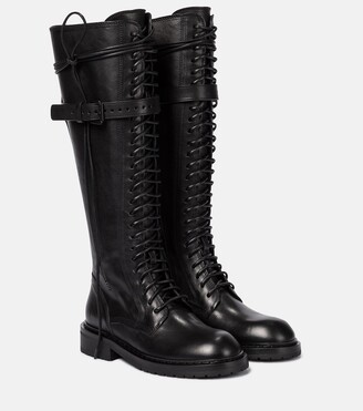 Ann Demeulemeester Lace-up leather knee-high boots