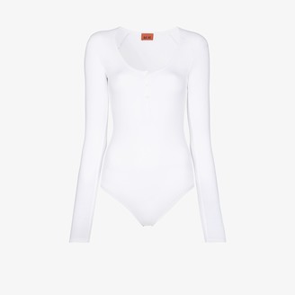 Alix Synthetic Horatio Henley Bodysuit in White Womens Clothing Lingerie Bodysuits 