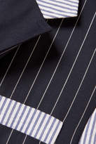 Thumbnail for your product : Thom Browne Patchwork Striped Wool-blend Seersucker And Twill Blazer - Midnight blue