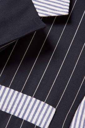 Thom Browne Patchwork Striped Wool-blend Seersucker And Twill Blazer - Midnight blue
