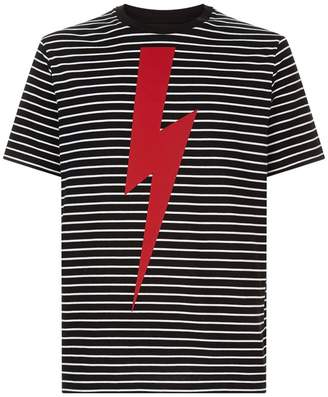 Neil Barrett Contrast Lightning Bolt Striped T-Shirt