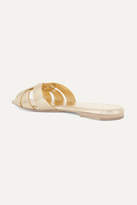 Thumbnail for your product : Saint Laurent Nu Pieds Woven Metallic Cracked-leather Slides - Gold