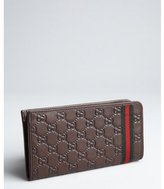 Thumbnail for your product : Gucci dark brown guccissima signature web zip wallet