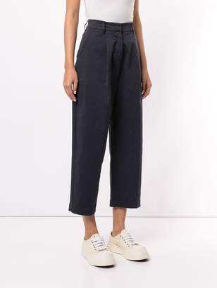YMC cropped high-waisted trousers