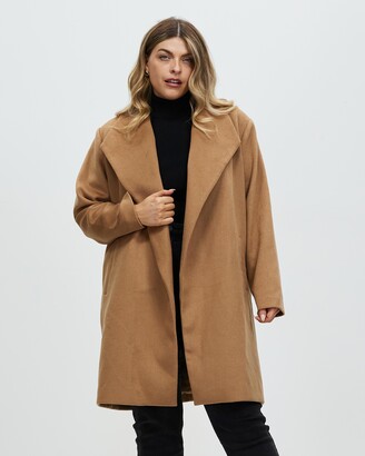 Atmos & Here Atmos&Here Curvy - Women's Brown Coats - Iris Wool Blend Coat - Size 20 at The Iconic