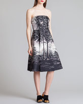 Thumbnail for your product : Marni Printed Strapless Pleat-Trim Dress