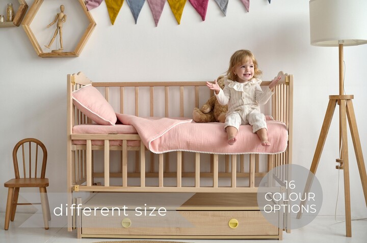 Organic Muslin Kids Bedding, Baby Bedding Set, Girl, Duvet Cover & Pillowcase, Sustainable Bedding For Toddlers Babies