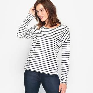 Anne Weyburn Breton Striped Cotton/Modal Beaded T-Shirt