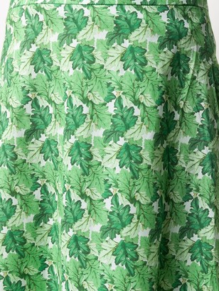 Adriana Degreas High Waisted Leaf Print Skirt