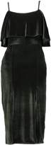 Thumbnail for your product : boohoo Maddie Velvet Frill Strappy Midi Dress