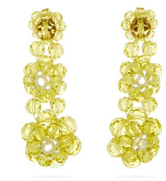 Simone Rocha Floral Beaded Drop Earrings - Womens - Yellow