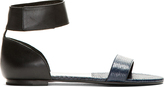 Thumbnail for your product : Chloé Black & Blue Snakeskin Flat Sandals
