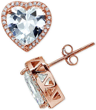 Giani Bernini Cubic Zirconia Halo Heart Stud Earrings in 18k Rose Gold-Plated Sterling Silver, Created for Macy's