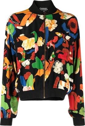 Viport Women's Floral Phoenix Embroidered Reversible Bomber Jacket Black Red