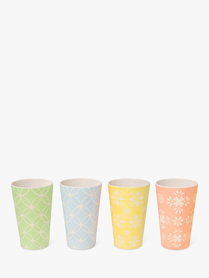 BlissHome Nadiya Hussain Bamboo Picnic Beakers, Set of 4, 300ml