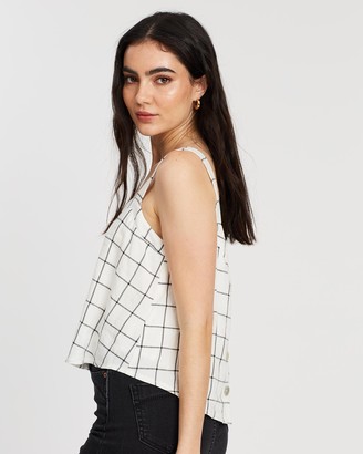 DRICOPER DENIM - Girl's White Sleeveless Tops - Cami Linen Check Top - Size One Size, L at The Iconic