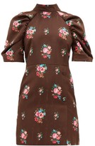 Thumbnail for your product : MSGM Open-back Floral-jacquard Dress - Brown Multi