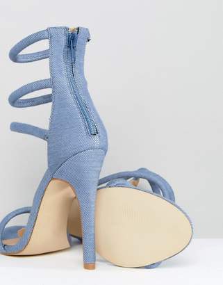 Public Desire Aisha Denim Strappy Heeled Sandals