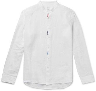Altea Slim-Fit Embroidered Grandad-Collar Linen Shirt