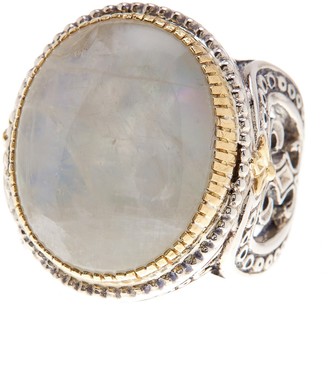 Konstantino Erato Sterling Silver & 18K Gold Framed Oval Labradorite Ring - Size 9