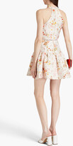 Thumbnail for your product : ML Monique Lhuillier Floral-print metallic fil coupé satin-twill mini dress