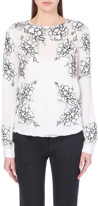 Oscar de la Renta Floral-Embroidered Silk Top - for Women