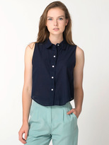 Thumbnail for your product : American Apparel Sleeveless Lawn Crop Button-Up