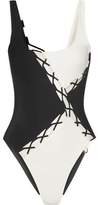 Thumbnail for your product : Agent Provocateur Jojo Lace-Up Tulle-Trimmed Swimsuit