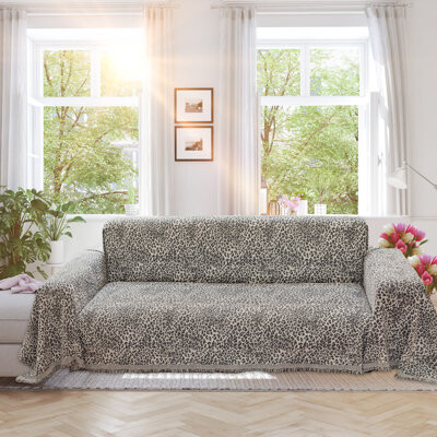 Mercer41 Luxury Jacquard Leopard Print Chenille Couch Cover