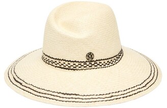 Maison Michel Virginie Embroidered Panama Hat - Beige
