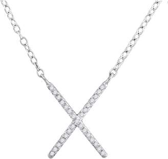 Cosanuova - Diamond Letter X Cross Necklace in 10k White Gold