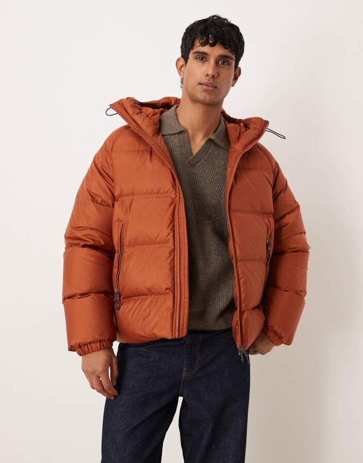 Arket sporty down jacket with hood in orange