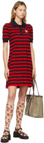 Thumbnail for your product : Gucci Red & Navy Striped Cat Patch Polo Dress