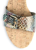 Thumbnail for your product : Stella McCartney Ayers Faux Snakeskin Mid-Wedge Cork Sandals