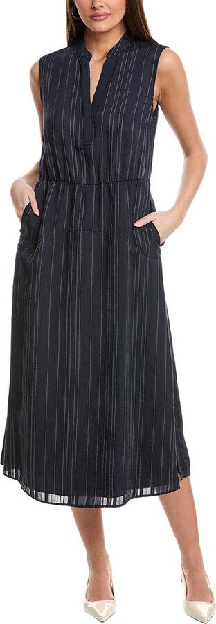 Vince Drapey Stripe Tiered Maxi Dress